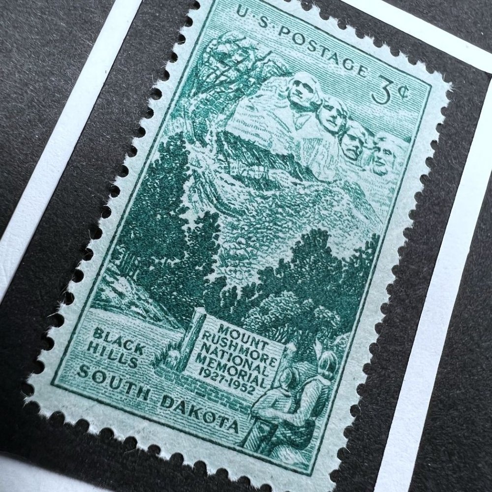 Mount Rushmore Framed Postage Stamp Art 4x4 USA #1011